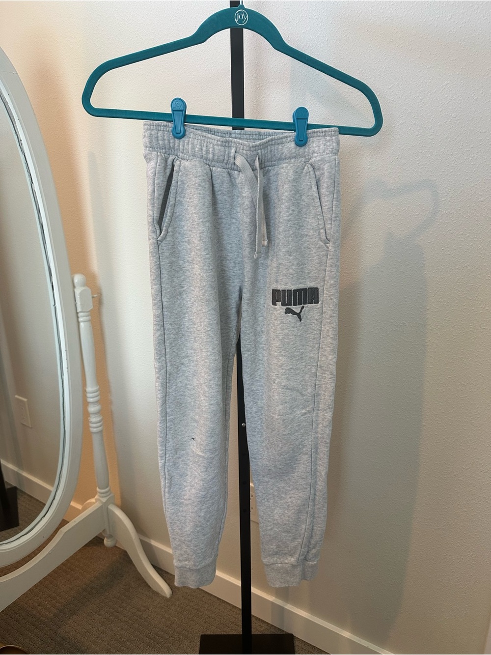 Puma Kids Light Gray Jogger Sweatpants with Logo
